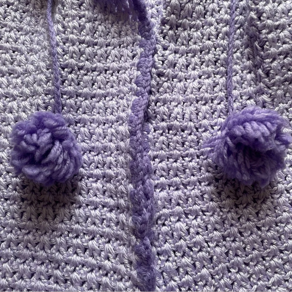 Hand Knit Crochet Lavender Baby‎ Hooded Poncho